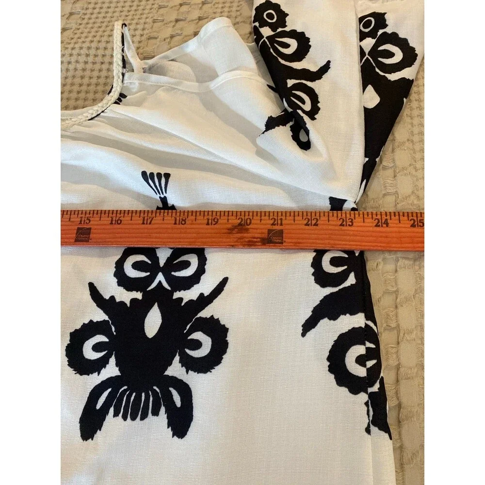Swimsuit Coverup‎ Dress Off Shoulder Black & White Plus Size XL Ethnic Boho Sexy